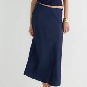 JCrew Gwyneth Slip Skirt in Navy Blue Size Medium